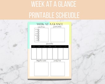 Weekly Family Planner, At a Glance Weekly Planner, Printable Weekly Planner, Weekly To-Dos, ADHD Planner, Summer Family Calendar