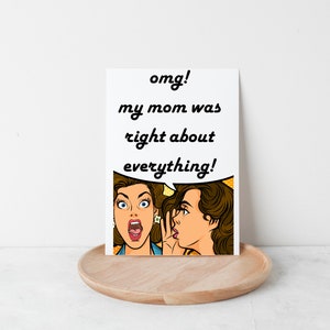 Cartão imprimível engraçado para a mãe, cartão minha mãe estava certa, cartão de dia das mães, cartão imprimível de dia das mães, cartão de felicitações de dia das mães