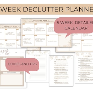 30-day declutter challenge, your guide to decluttering in a month, organized decluttering plan, printable & customizable checklist.