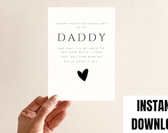 Cute 1st Father&#39;s Day As My Daddy Card, First Fathers Day 2024 Card, 2024 Baby First Fathers Day Card, First Fathers Day Gift