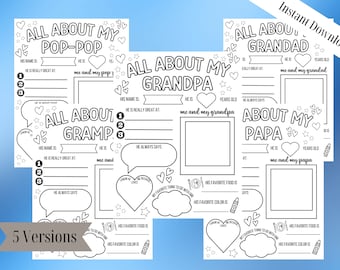Alles über meinen Opa Fragebogen, Alles über meinen Papa, Opa Vatertagsgeschenk, Geschenk für Opa von Kindern, Großelterntag zum Ausdrucken