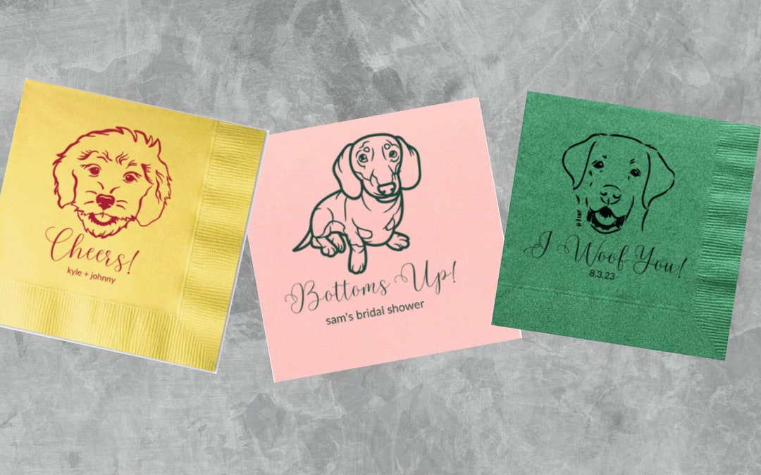 Custom Pet Cocktail Napkins for Weddings and Special Events Etsy
