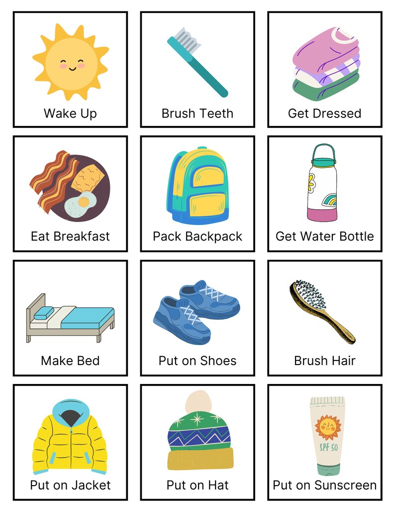 My Daily Routine Label Editable Kids Daily Routine Cards | Daily Visual Schedule | Chore Chart ...