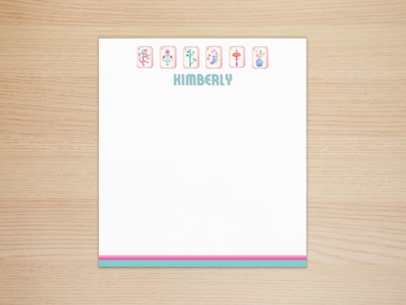 Custom Mah Jong Notepad, Mah Jongg Notepad, Blue MahJong Tiles, Personalized Notepad, Mah Jong Gift, Custom Mah Jong Notepad