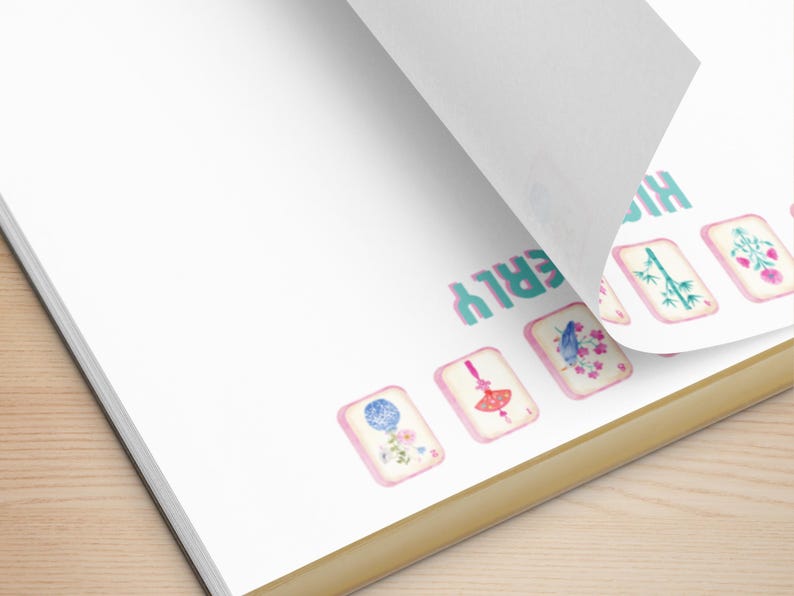 May include: A set of six colorful mahjong tiles with floral and bird designs. The tiles are arranged in a row on a white background. The text "HIGHER" is visible in the upper right corner of the image.