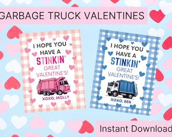 Garbage Truck Valentine Tag | Boys Valentine Card | Have a Stinking Valentines Day | Classroom Valentine Printable | Girl Valentine Card