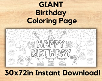 REUZE verjaardag kleurposter of tafelkleed | Aangepaste papieren verjaardagstafelkleed voor feesten | 30 x 72 inch
