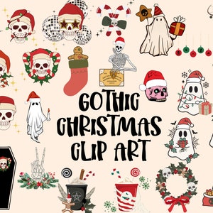 Gothic Cute Christmas Clip Art, Spooky Christmas Clip Art, High Resolution PNG Goth Christmas Clip Art, Spooky but Cute Christmas Clip Art