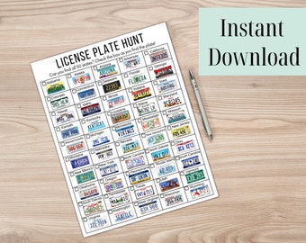 Road Trip License Plate Game- Kids Activity- Digital Download- Printable-Instant download- For kids- Road Trip Activity-Look & Find Activity