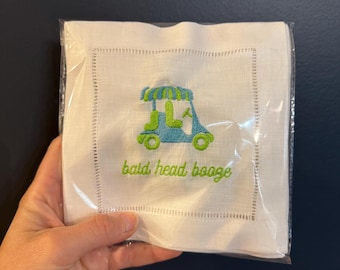 Custom Embroidered Cocktail Napkins - Golf cocktail napkins - Custom Golf gift - Embroidered Cocktail Napkins - golf team gift