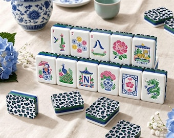 Chinoiserie Chic American Mahjong Tiles, Leopard Mahjong Tiles, 3 Layer Mahjong Tiles