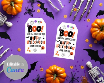 Boo Gift Tags, Halloween Favor Tags, Trick Or Treat Favor Tags, Printable Halloween Tags, Halloween Party Favor, Editable Halloween Gift Tag