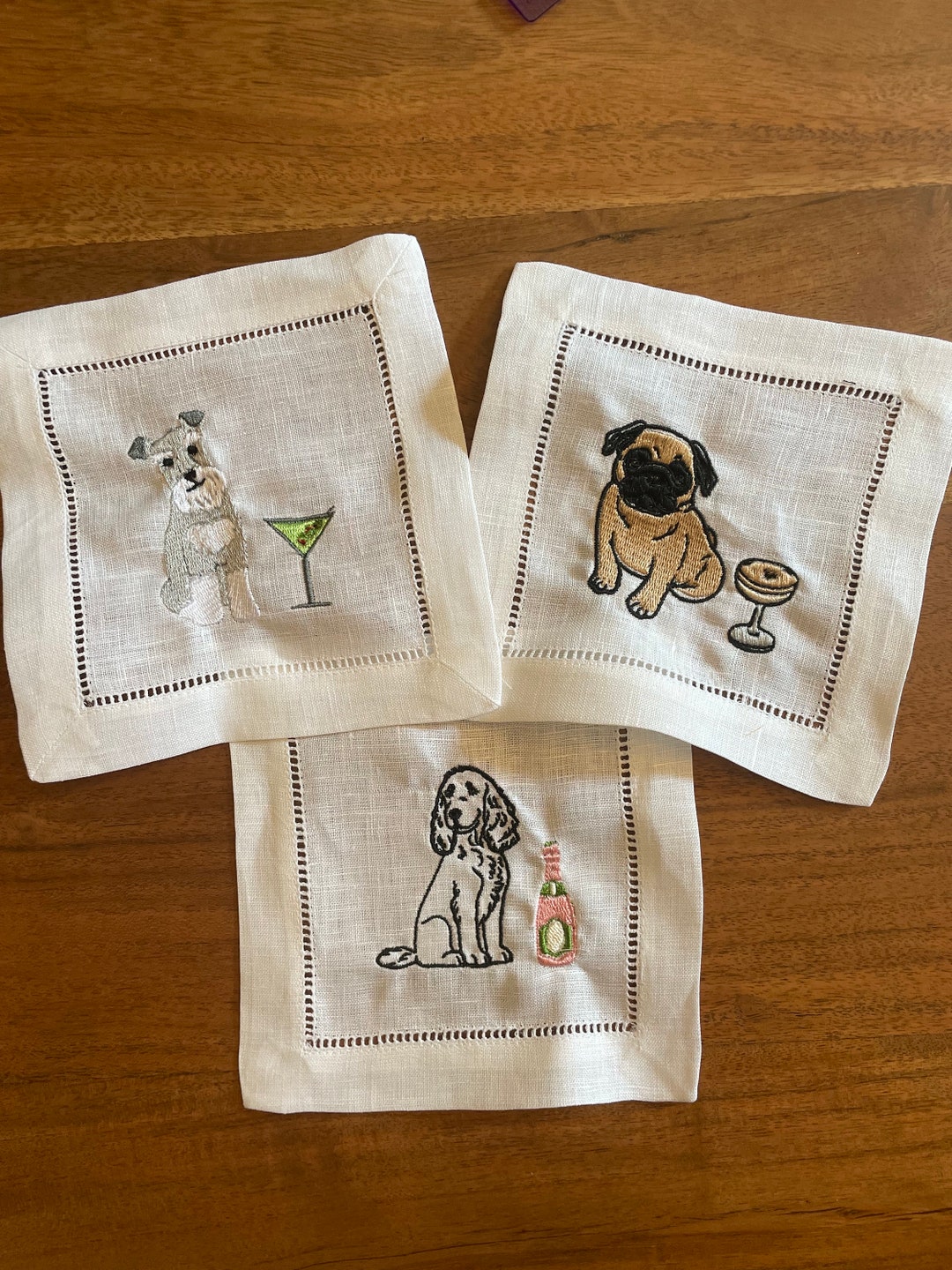 Tipsy Dogs Cocktail Napkins Drinking Dogs Custom Linen Cocktail Napkins