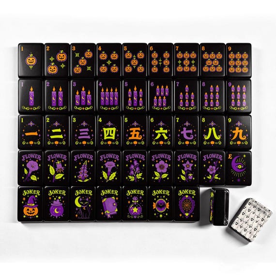 Pumpkin Hex Halloween Mahjong Tiles, Halloween Mahjong Tiles, Ghost Mahjong Tiles, Fall Mahjong Tiles