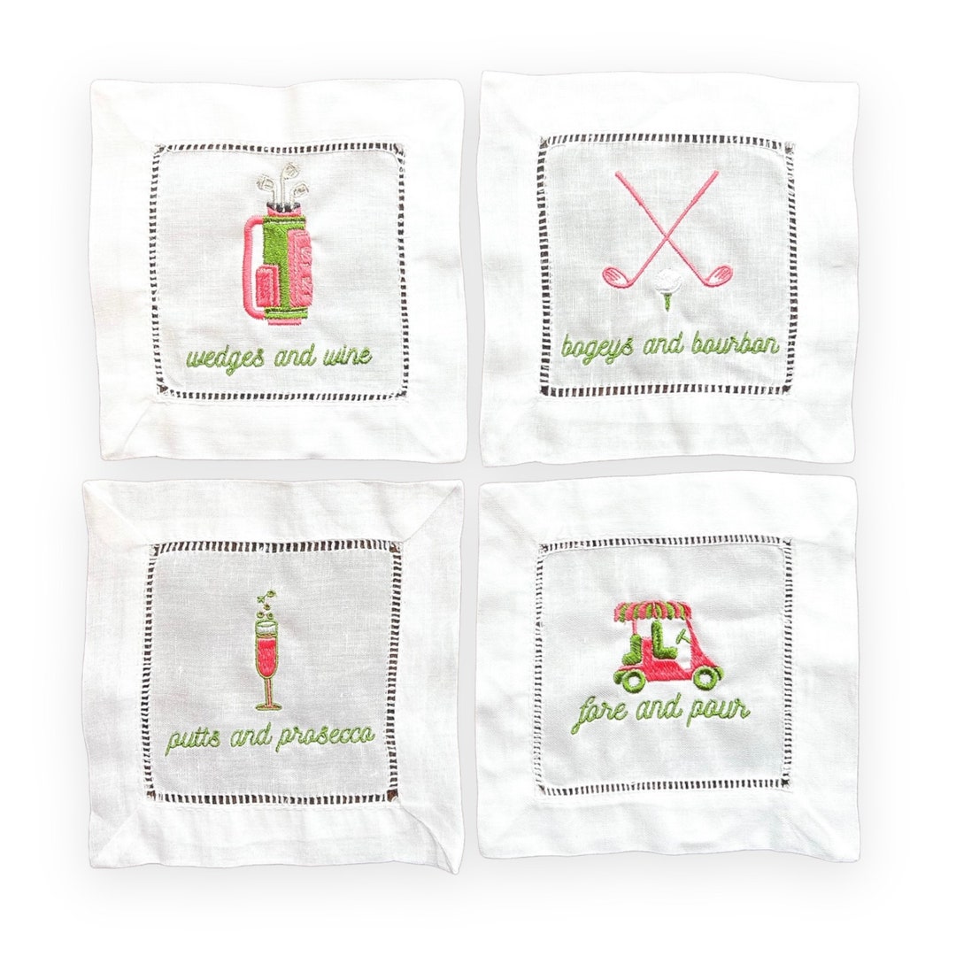 Funny Embroidered Cocktail Napkins golf Cocktail Napkins Etsy