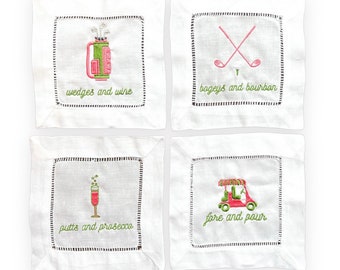 Funny Embroidered Cocktail Napkins (Golf Cocktail Napkins)