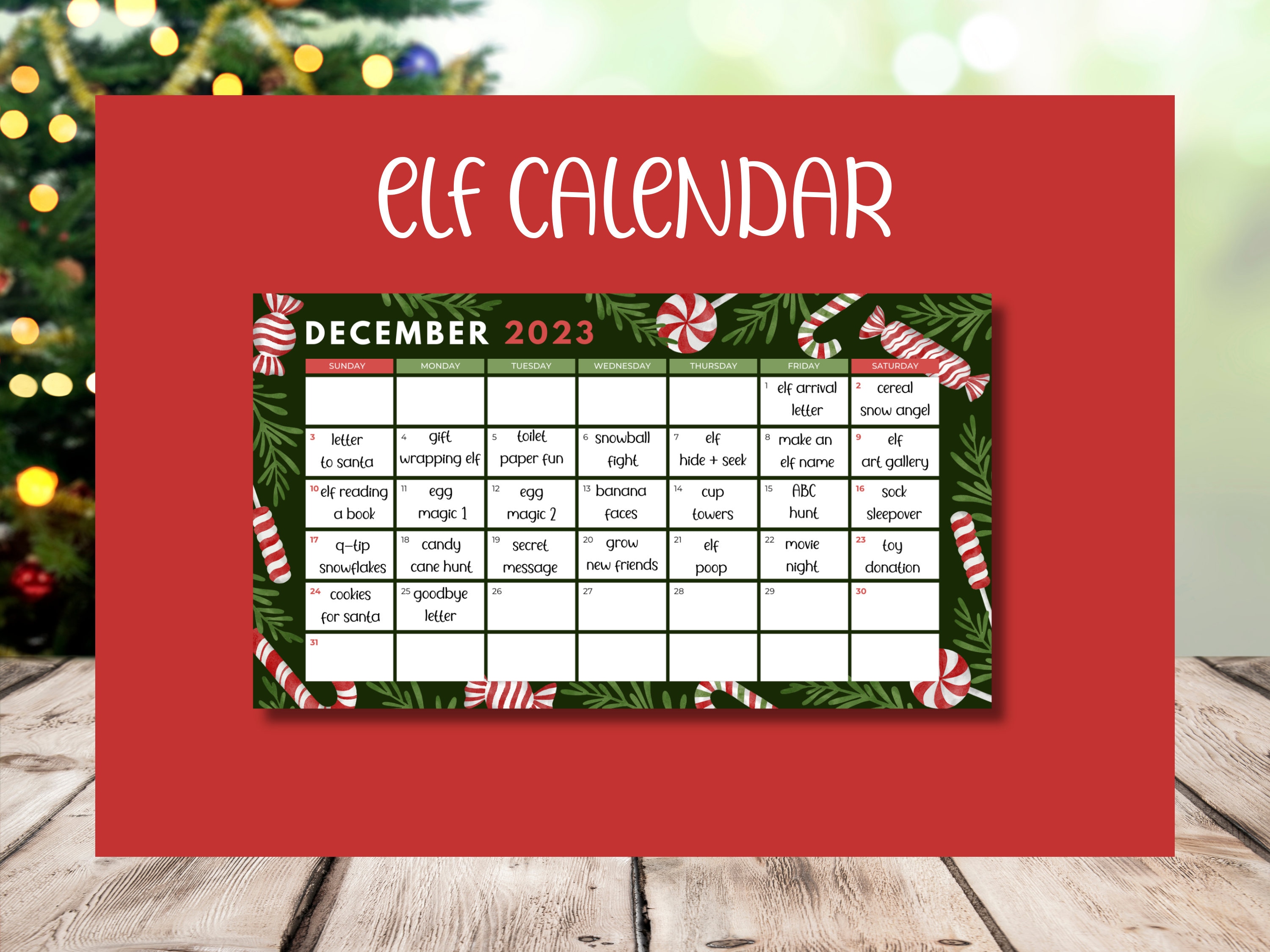 Elf Printable, Elf Calendar, Shelf Elf Activities, Elf DIY Activities, Budget Friendly Elf Kit
