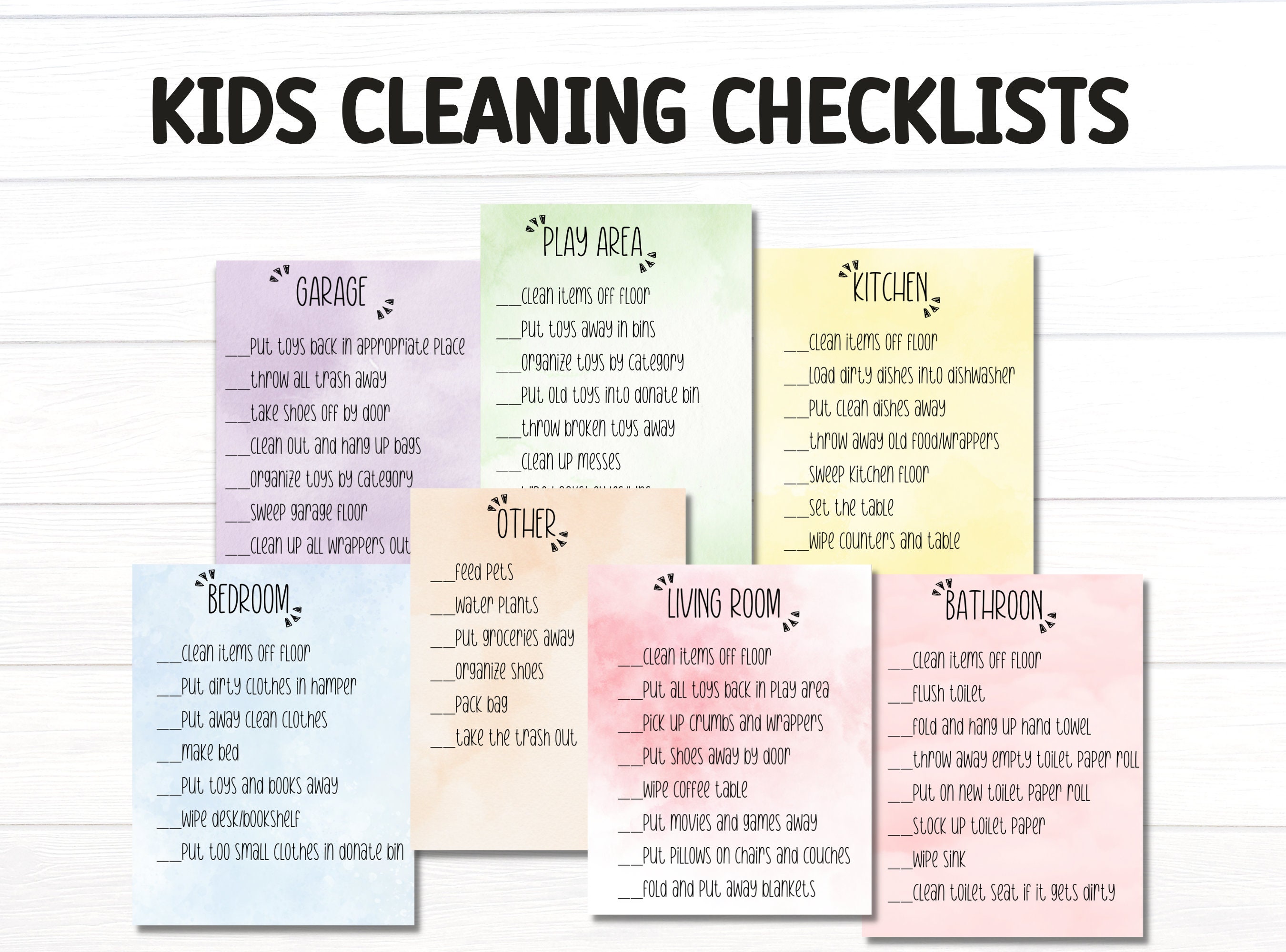 KIDS CLEANING CARDS, Kids Cleaning Checklist, Kids Chores, Kids Cleaning Schedule, Kids Cleaning Cards, Printable Cleaning List