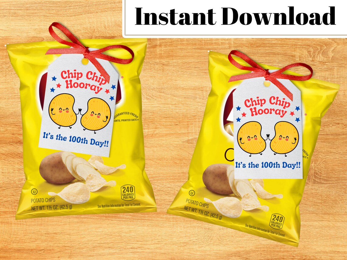 100 Days of School Printable Tag | Chip Chip Hooray 100th Day of School ...