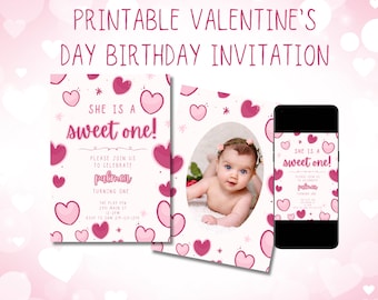 Sweetheart Birthday Invitation Template, Conversation Hearts Theme, Edit All Text, Personalize in Canva, Valentine's Day, February