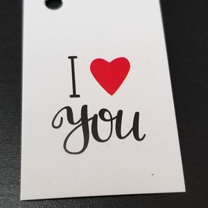 Etiqueta (eu te amo) para caixa de presente de papelão no atacado, 100 contagens (10 centavos/contagem) Tamanho da etiqueta: 1" x 2"