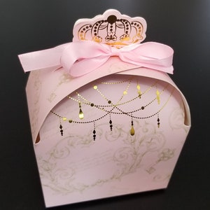 Caja de regalo de cartón al por mayor con cinta, 25 conteos (50 centavos/cuenta) color rosa 8,5 cm x 5 cm x 7 cm (3,5" x 2"x 2,8"), al por mayor.