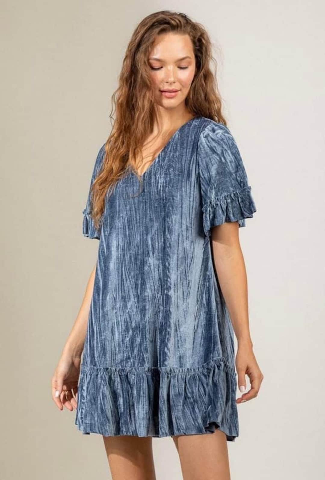 crushed velvet shirt dress