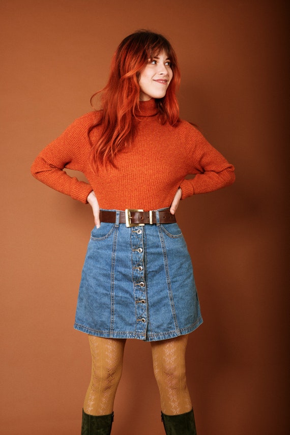 1970s button up denim skirt