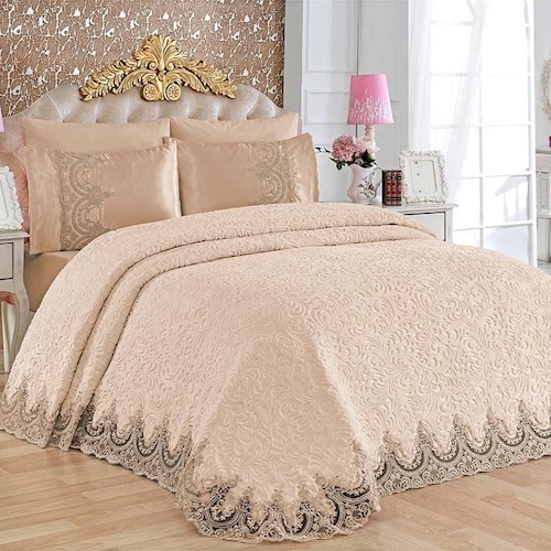 Luxury Lace Bedding Set / Lace Embroidered Soft Bed Throw Set Etsy
