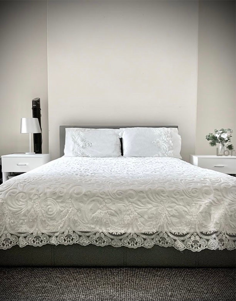 Luxury Lace Bedding Set / Lace and Pearl Embroidered Soft Bed Etsy UK