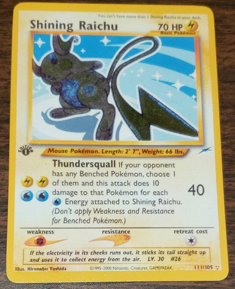 1st Edition Shining Raichu 111/105 Secret Rare Neo Destiny | Etsy