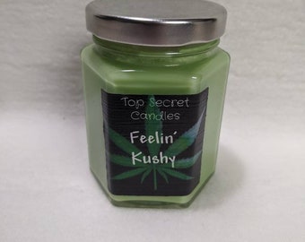 Feelin' Kushy marijuana scented soy wood wick candle