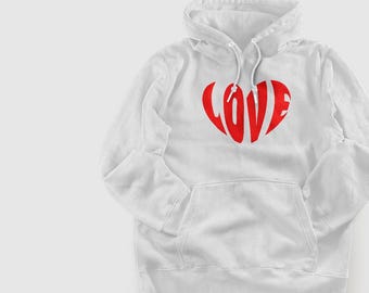 Valentine’s Day Love Heart Hoodie - Cozy Romantic Sweatshirt, Gift for Couples, Cute Love Hoodie