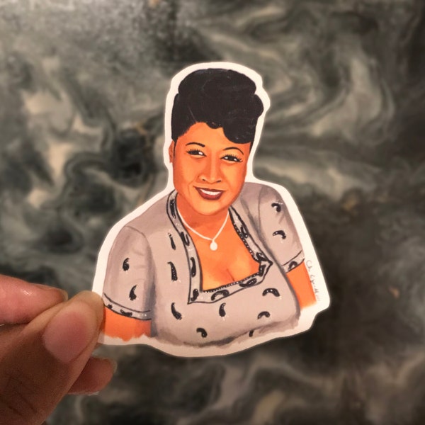 Ella Fitzgerald art vinyl sticker - jazz decal art gift, classic glamour, strong woman, vintage lover