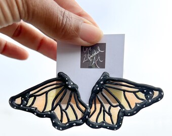 Butterfly stained glass style earring -  statement jewelry for women,  summer insect earring art,