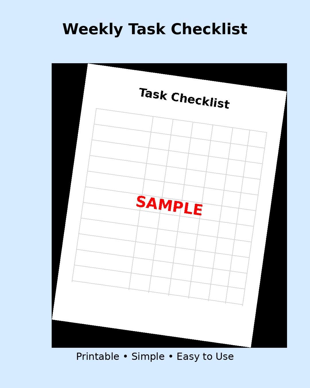 Weekly Tasks Image Weekly Task Checklist | Printable Task Planner | Simple Weekly ...