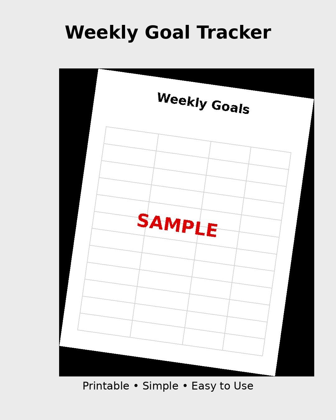 Weekly Goal Tracker | Printable Goal Planner | Simple Weekly Goal Sheet ...