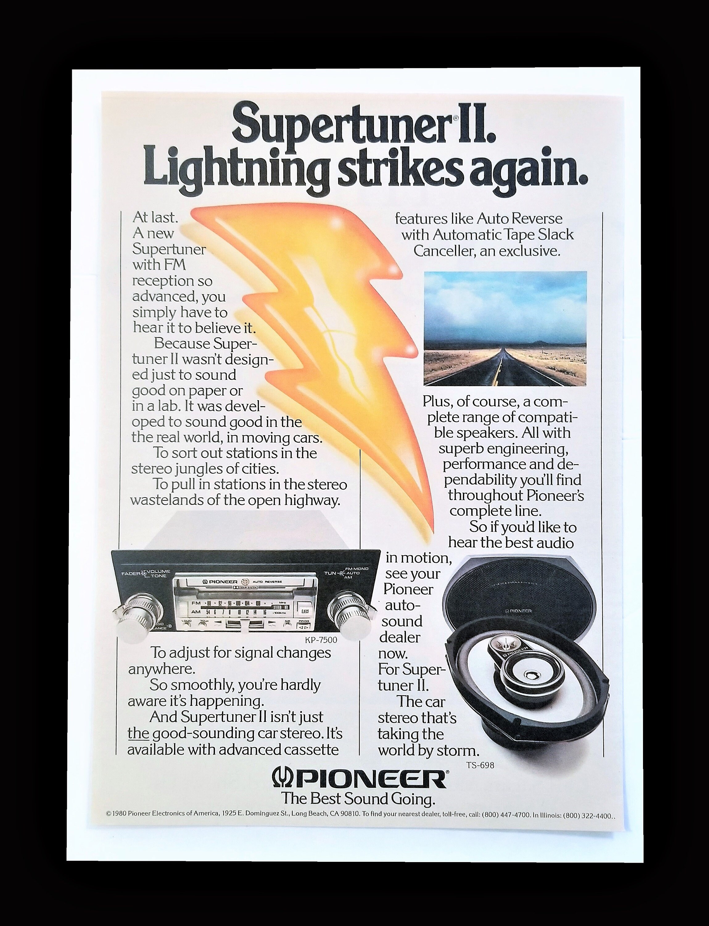 Vintage Pioneer Car Stereo Print Ad Featuring the SUPERTUNER Ll Car