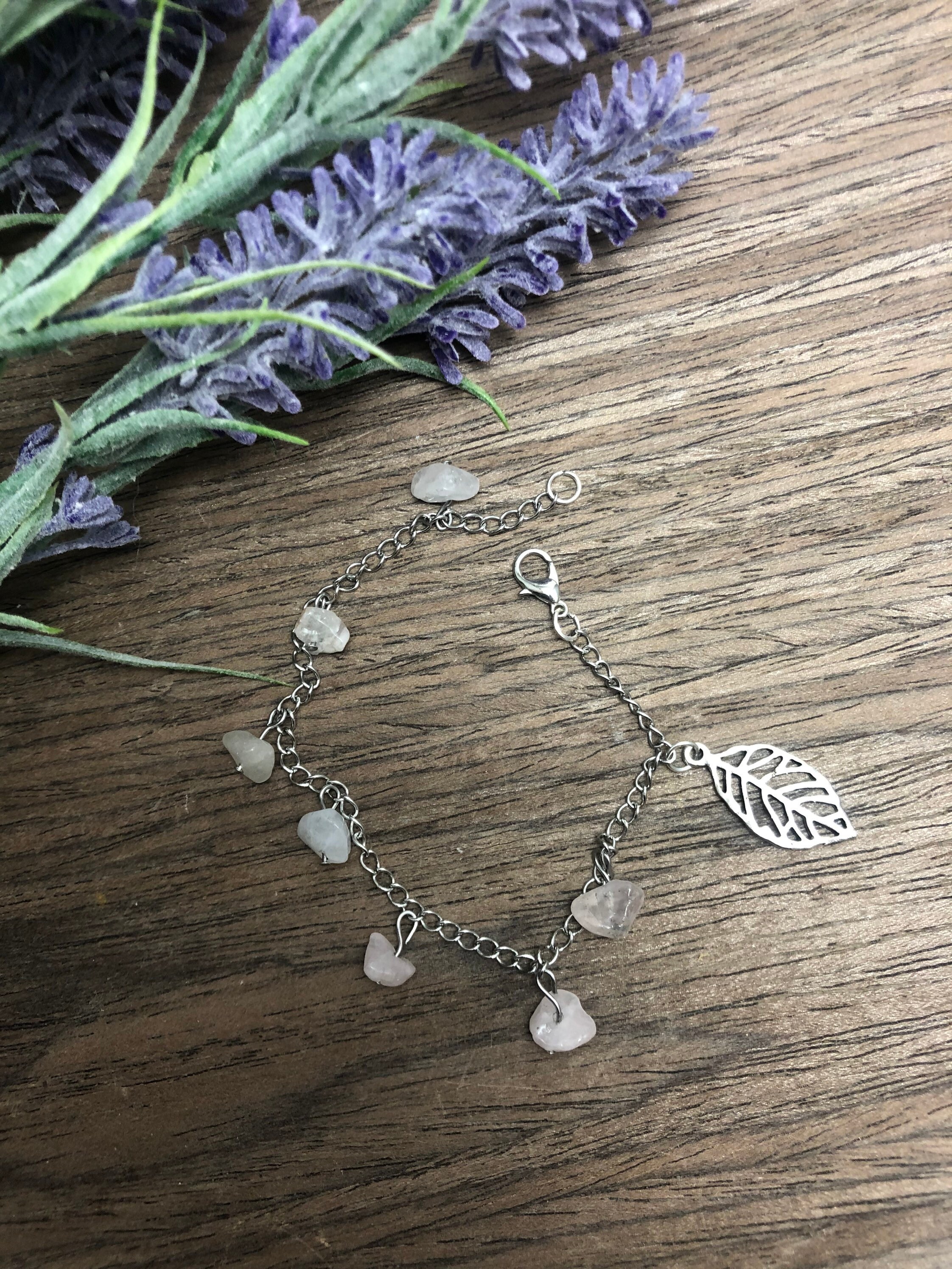 Rose Quartz Charm Bracelet Crystal Jewelry Rose quartz Etsy