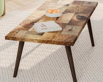 Square Walnut Coffee Table - Wooden Modern Coffe Table - Solid Walnut Top Solid Coffee Table with Legs - Wooden Coffee Table 37 L X 15 D