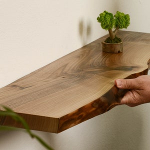 Any Size Walnut Fireplace Mantel, Floating Live Edge Mantel, Custom Fireplace Mantel, TV Shelf, Floating Shelving, Solid Wood Mantel