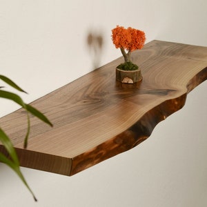 Rustic Floating Bathroom Shelves,  Living Room Wall shelves, wood shelves, Walnut wood 1.33&#39;&#39; Thick shelves, 8 inch shelf with Bracket