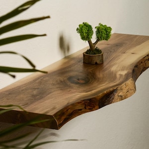 Live Edge Rustic Floating Wall Shelf,  Raw Edge Wood Shelf Wood Bathroom - Laundry Room Wall Shelves Rustic Wood Floating Shelf Living Edge