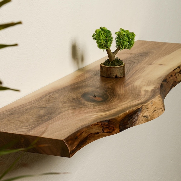 Raw Edge Walnut Wood Wall Decor- Live Edge Decor for Shelves - Boho Wall Decor Live Edge Wall Art Boho  Decor, Scandi WALL Decor Wood Art