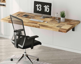 Solid Wood Floating Desk, Wall Mounted  Desk, Small Desk, Murphy Desk Table, Folding Desk, Home Office Desk, Wall Hanging Foldable Table