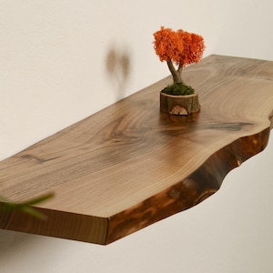 Estante flotante rústico de madera de nogal. Estantes flotantes de 3,5 cm de grosor, estante de baño, repisa. Estante de pared resistente. Decoración para la cocina y el hogar.