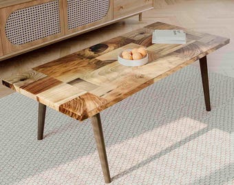 Solid Walnut Coffee Table with Wood Legs - Wooden Square Coffee Table made Walnut Wood - Walnut Coffee Table 37 L X 15 D