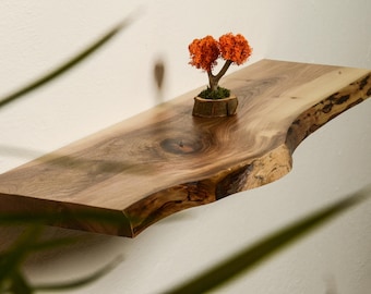 Modern Farmhouse Design Floating Rustic Live Edge Shelves made Walnut Wood - Live Edge Shelf,Scandi Shelving Unit, HardWood Floating Shelves
