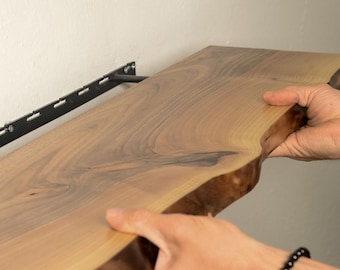 Easy to Install Dark Tones Floating Wood Shelves - Wall Mounted Rustic Wood Shelf