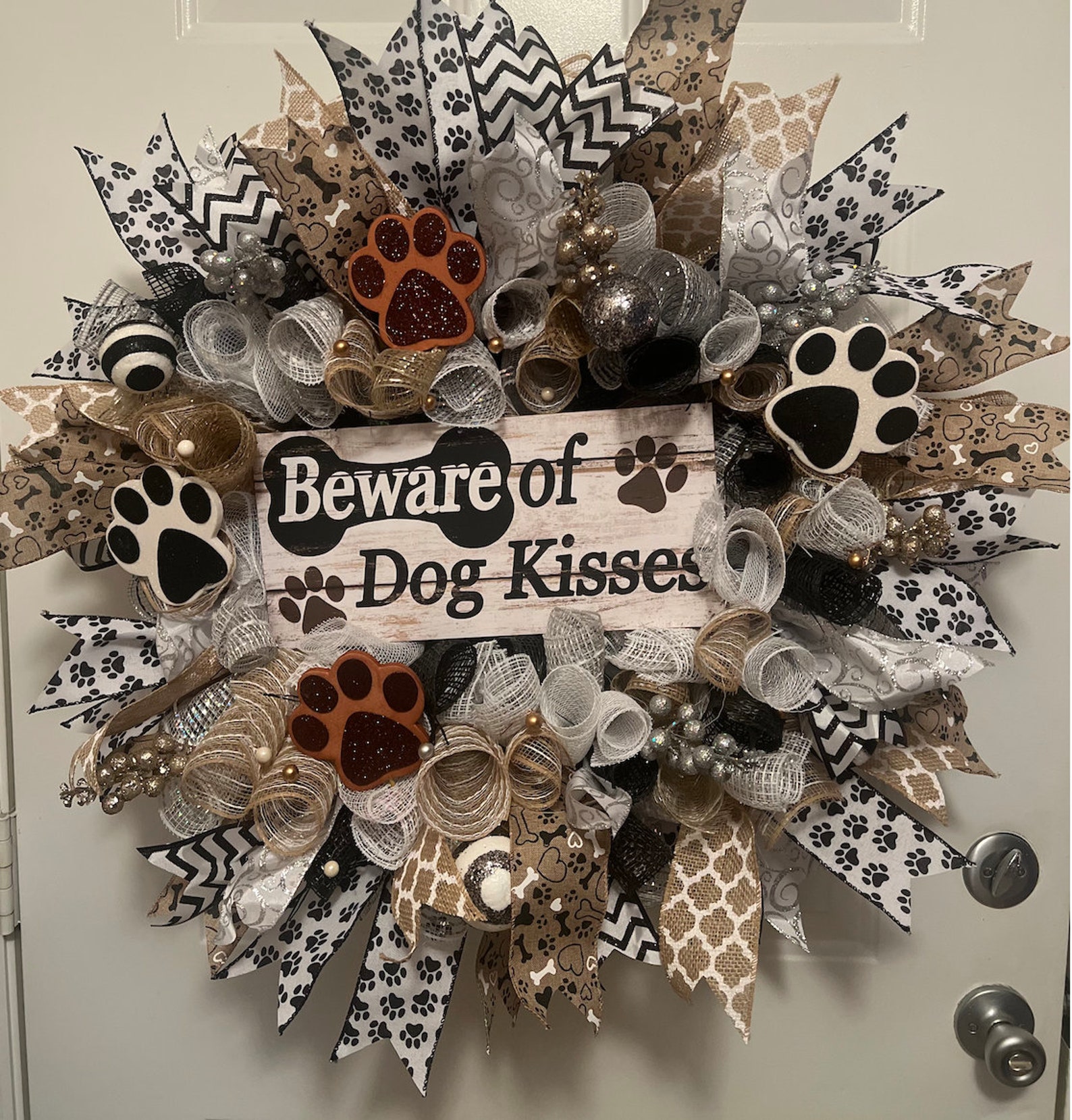 Dog Paw Print Welcome Wreath DECO MESH WREATH Custom Handmade - Etsy